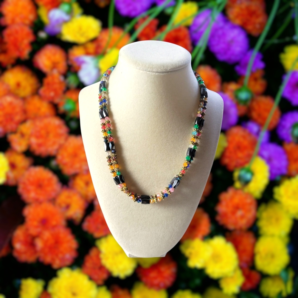 Pretty Magnetic Multicolor/Hematite Boho Gypsy Beaded Convertible Necklace